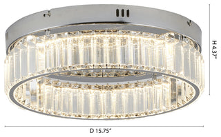 1-Light Chrome Dimmable LED Flush Mount With Clear Crystals