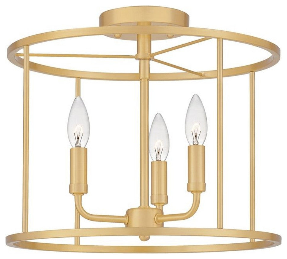 Quoizel ABR1714MBK Three Light Semi Flush Mount, Matte Black Finish