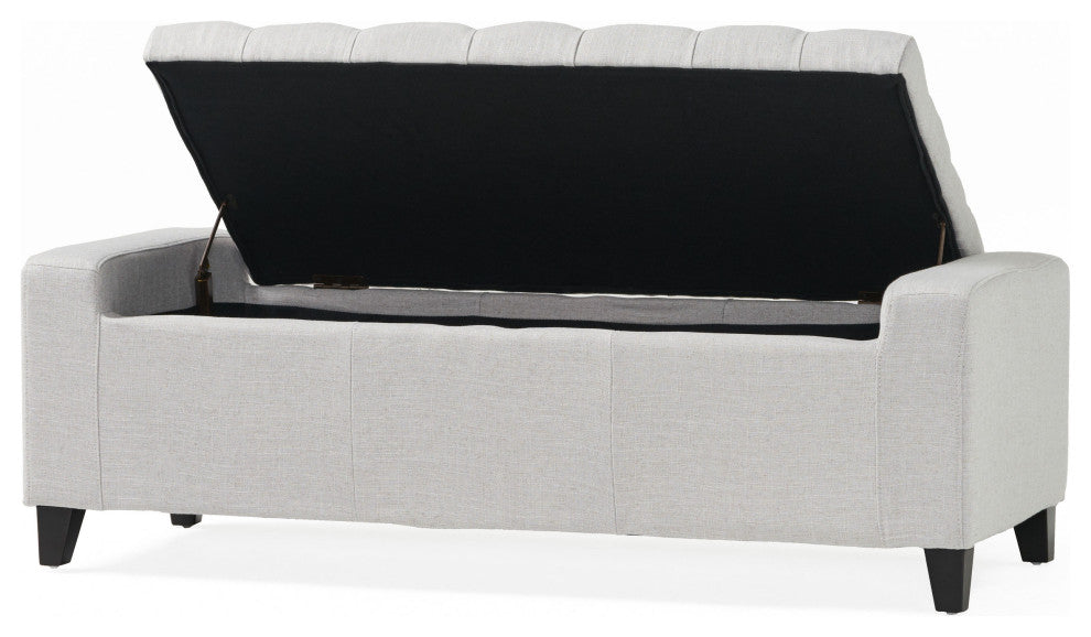 GDF Studio Seattle Tufted Storage Ottoman Bench, Light Gray