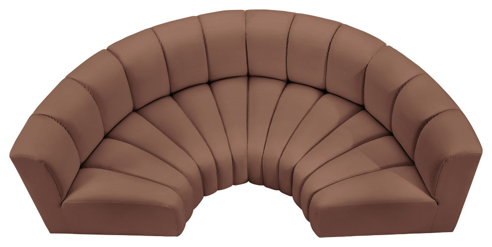 Arc Vegan Leather Upholstered 4-Pc. Inward Curved Modular Sectional, Cognac