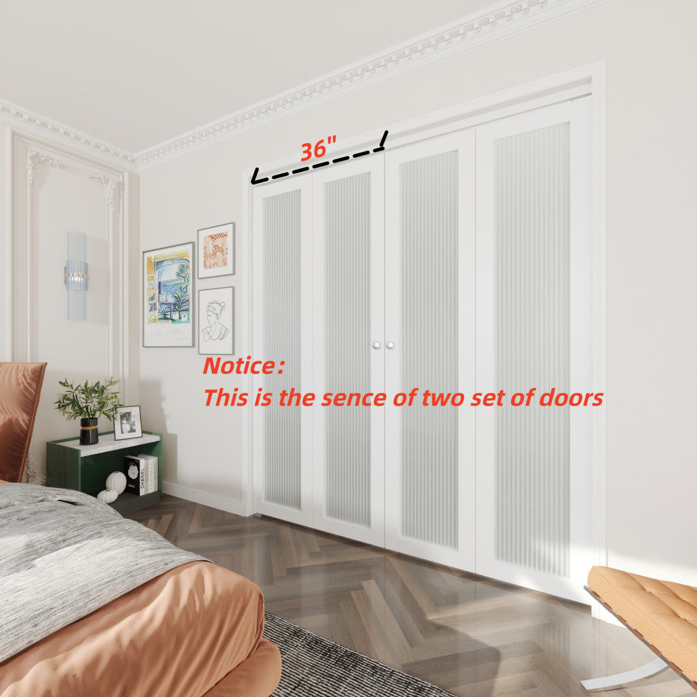 1-lite moru Glass Bi-Fold Door with Installation Hardware Kit, 36"w X 78"h