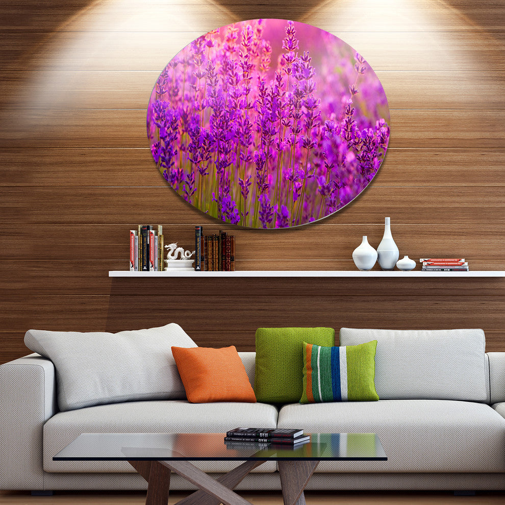 Bright Purple Lavender Field Tihany, Floral Round Metal Wall Art, 36"