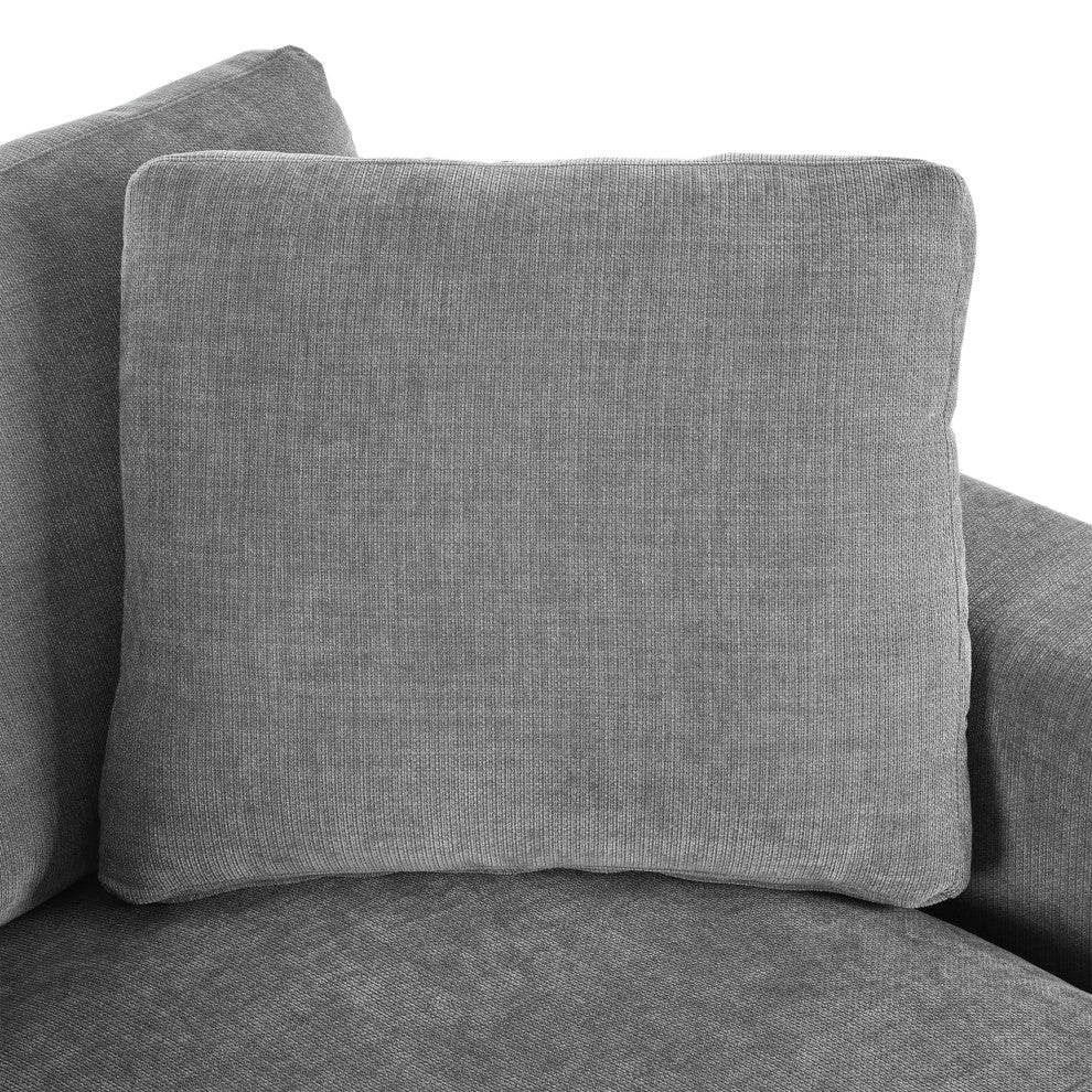 GDF Studio Extra-Large Lounge Chair With Durable Wood Legs & Cozy Fabric, Gray