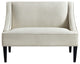 45" Cream And Black Upholstered Linen Bench