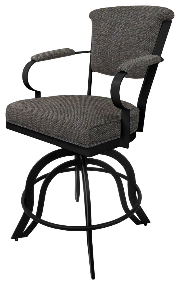 Miami Counter 26" or 30" Metal Bar Stool - A Base, Plumley Cocoa - Black, 26"