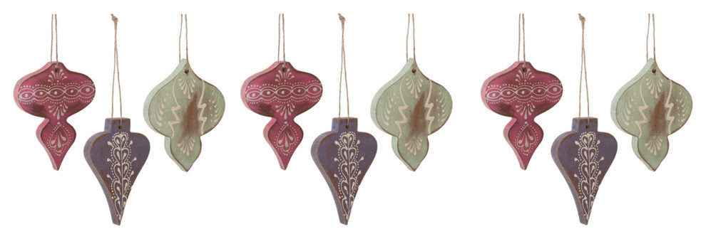 Wood Finial Ornament, 6-Piece Set