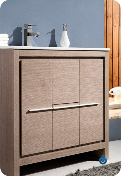 Fresca Allier 36" Gray Oak Modern Bathroom Vanity With Mirror