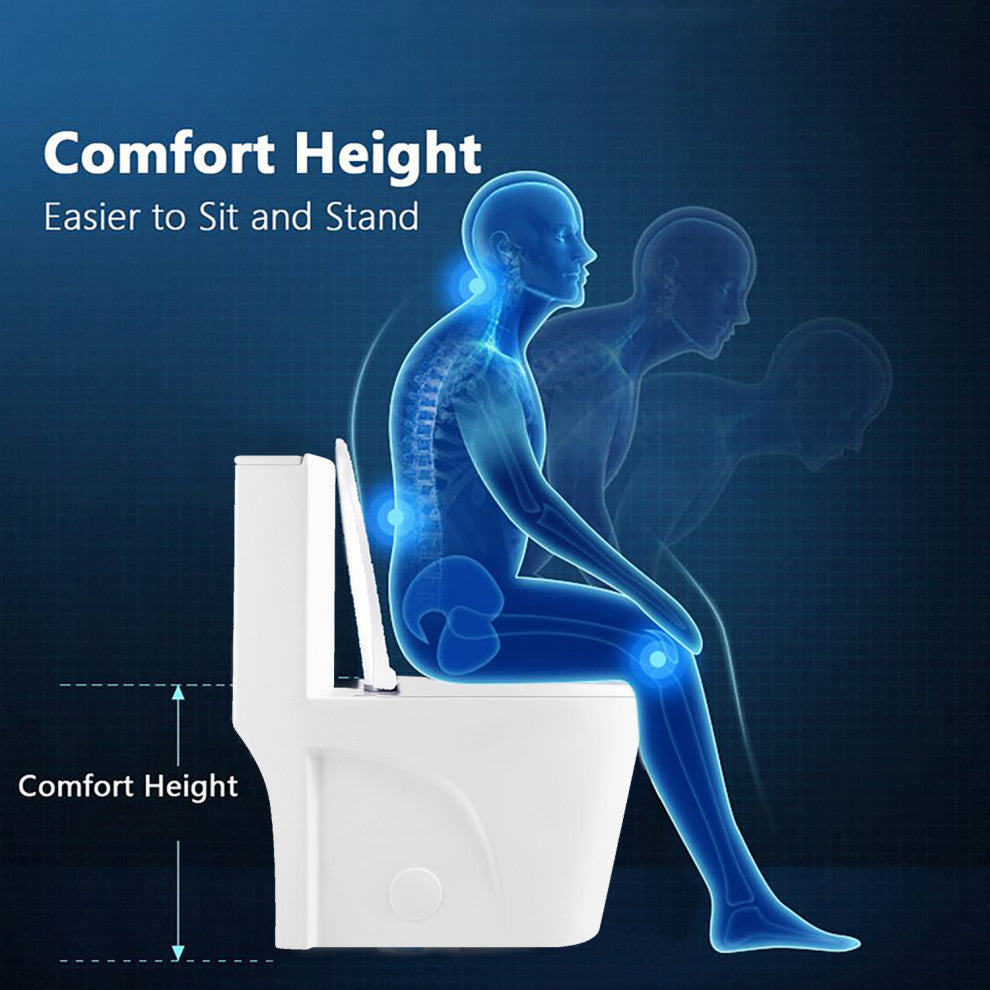 1.28 GPM White One-Piece Elongated Toilet,Soft Close Seat Included