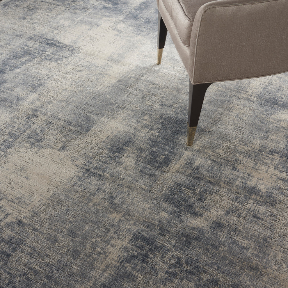 Nourison Rustic Textures 7'10" Round Blue/Ivory Modern Indoor Area Rug