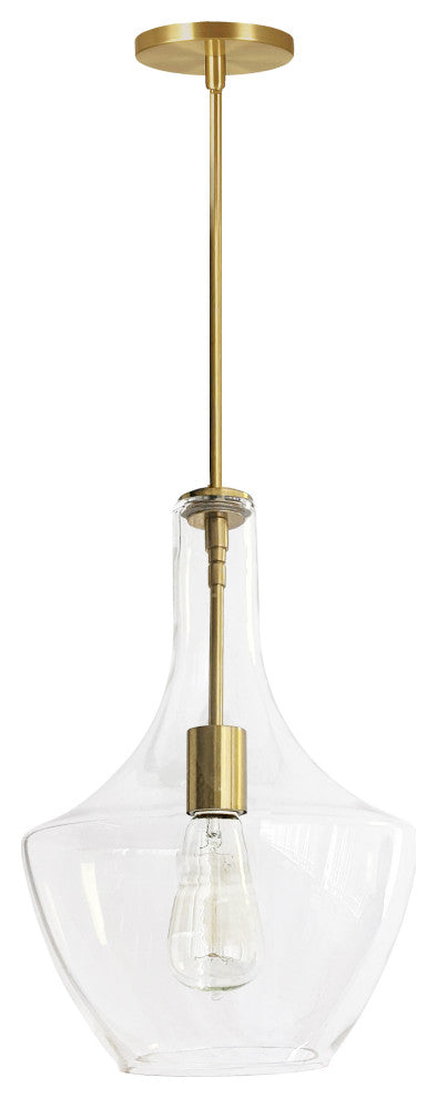 Clear Contemporary Pendant With Aged Brass Metal