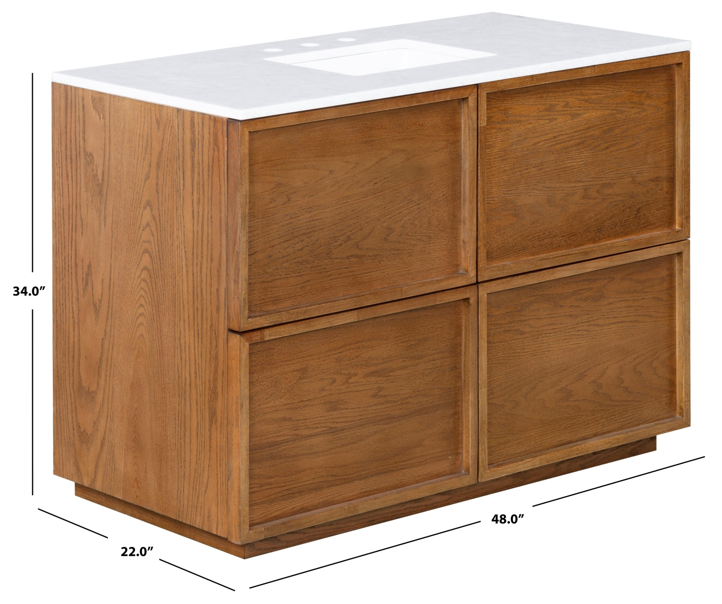 Safavieh Couture Zeus Vanity, Medium Oak/White, 48In