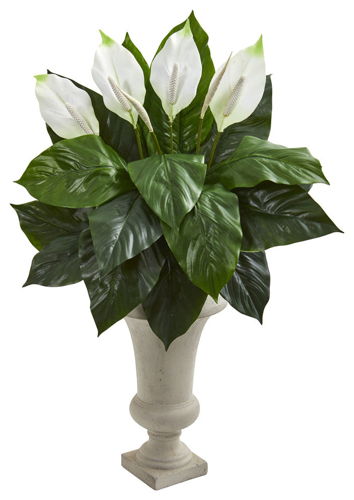 Nearly Natural  Spathifyllum Artificial Plant in Sand Colored Urn