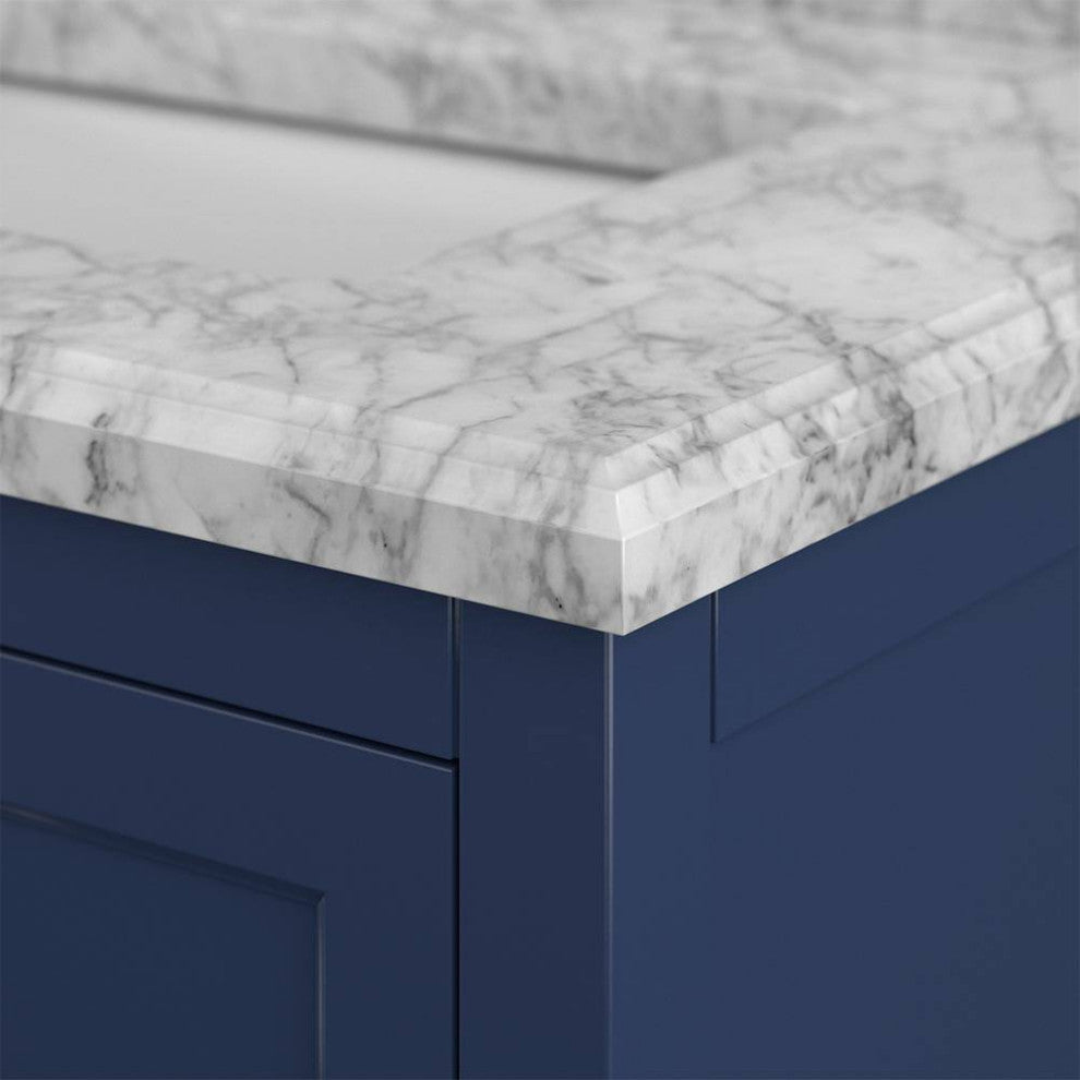 Affinity Bathroom Vanity With Carrara Marble Countertop, Blue, 61 in