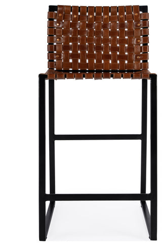Urban Woven Leather 25" Counter Stool, Brown