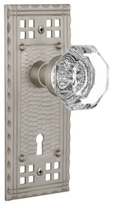 Craftsman Plate Passage Waldorf Knob, Satin Nickel