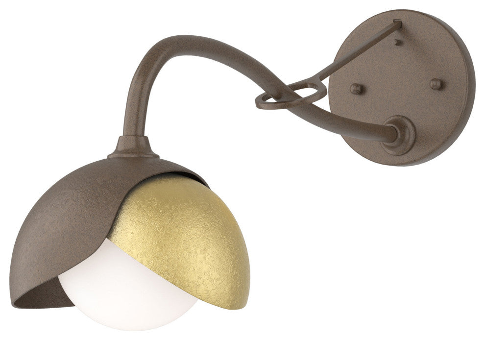 Brooklyn 1-Light Double Shade Sconce, Bronze, Modern Brass, Opal Glass