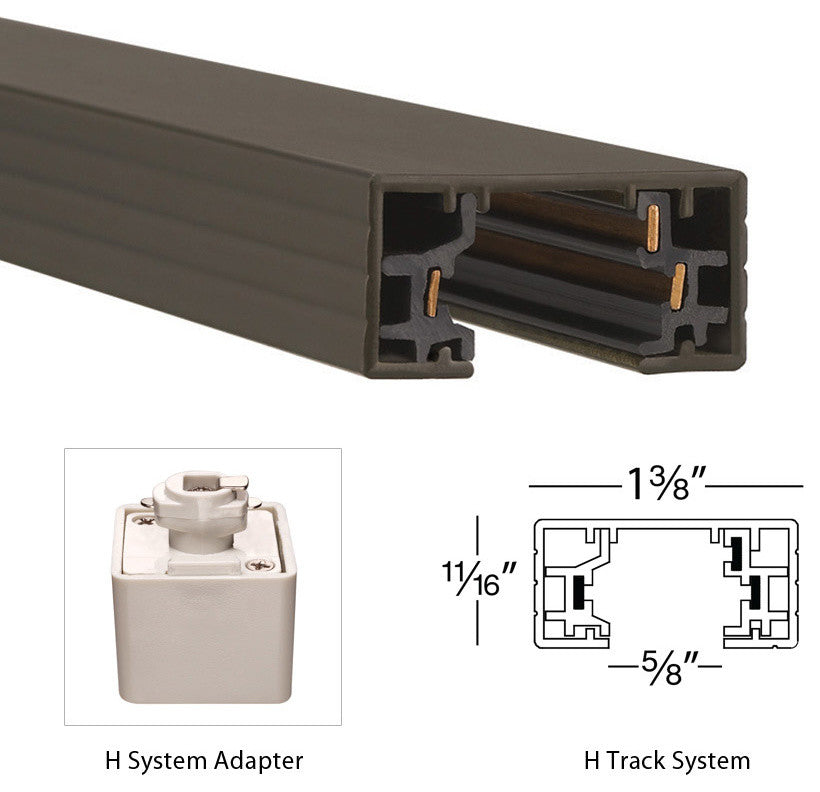 WAC Lighting H Track 2' Single Circuit 120V with 2 Endcaps in Dark Bronze