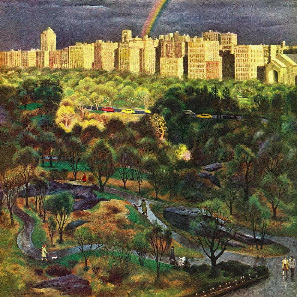"Central Park Rainbow" Painting Print on Canvas by John Falter