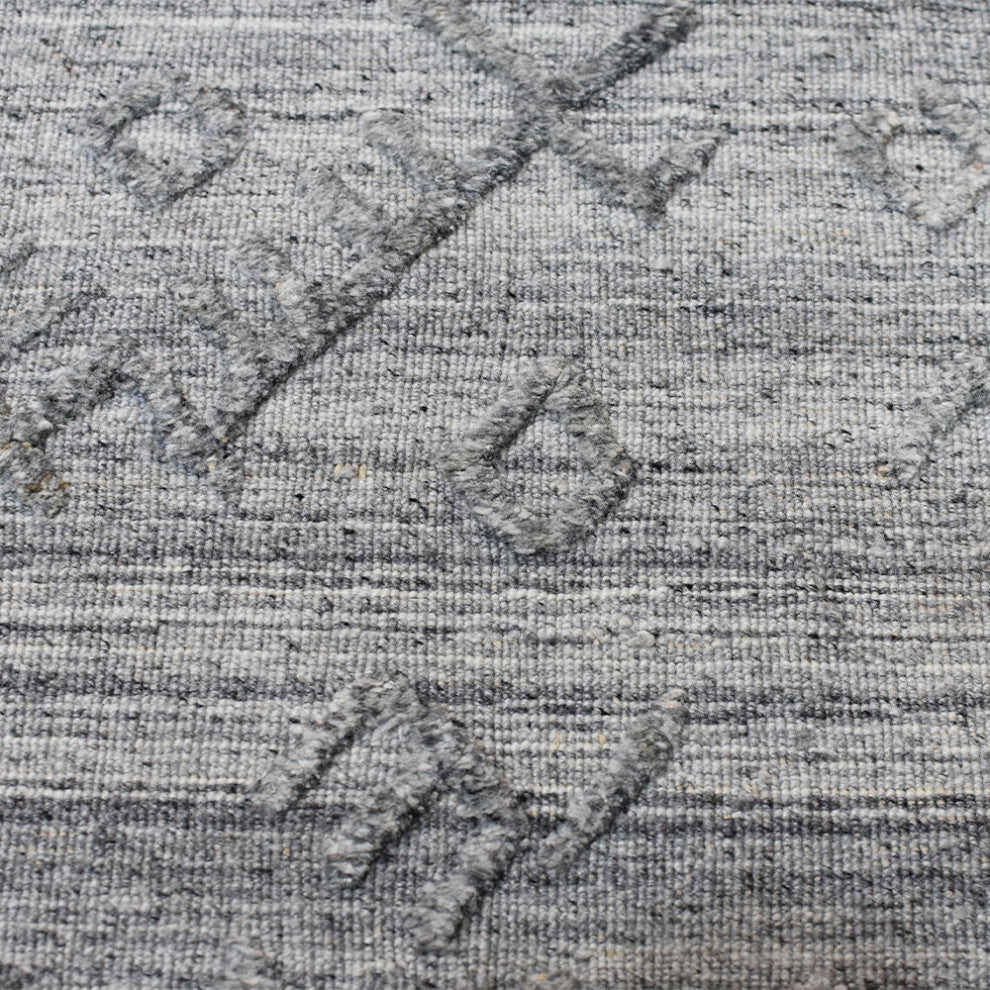 HAND WOVEN FLAT WEAVE KILIM POLYESTER AREA RUGS -Rectangle,Silver,Geometric, [Rectangle] 4'x6'
