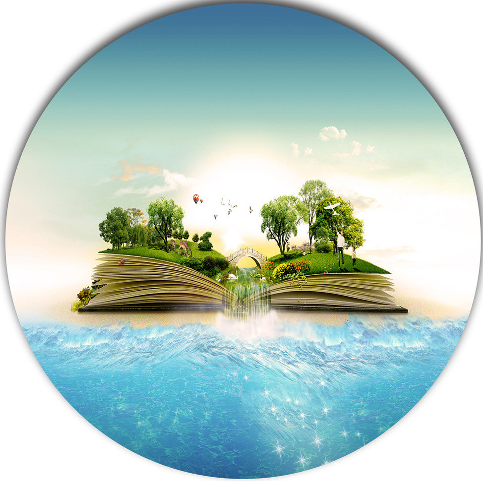 Magical Book About Nature, Contemporary Disc Metal Wall Art, 23"