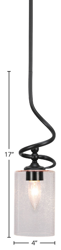 Capri 1-Light Mini Pendant with Hang Straight Swivel, Matte Black/Clear Bubble