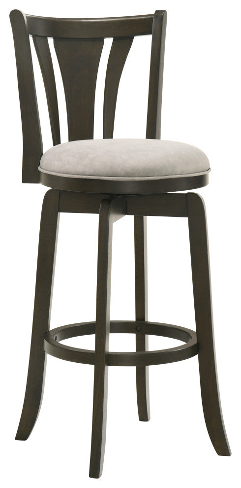 Elle Wood and Fabric Barstool, Gray, 26" Counter Height