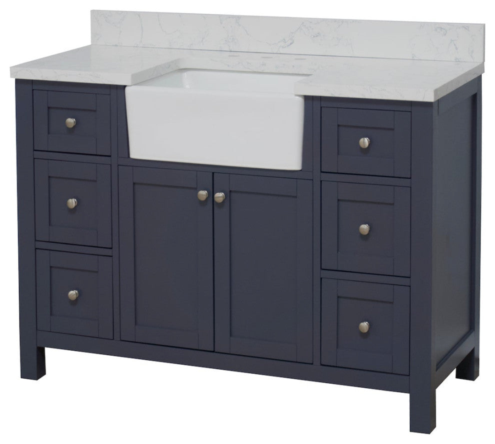 Yorkshire 48" Bathroom Vanity, Marine Gray, Engineered Marble
