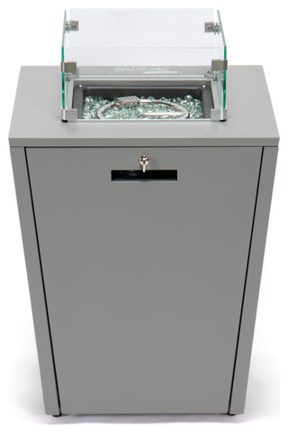 LeisureMod Marlin Chaise Lounge Set With Arms and Fire Pit Table, White