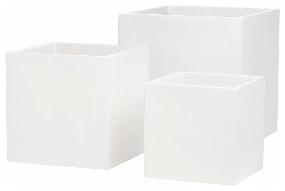 Dixon Square Cube Planter Box, White, 12"x12"x12"
