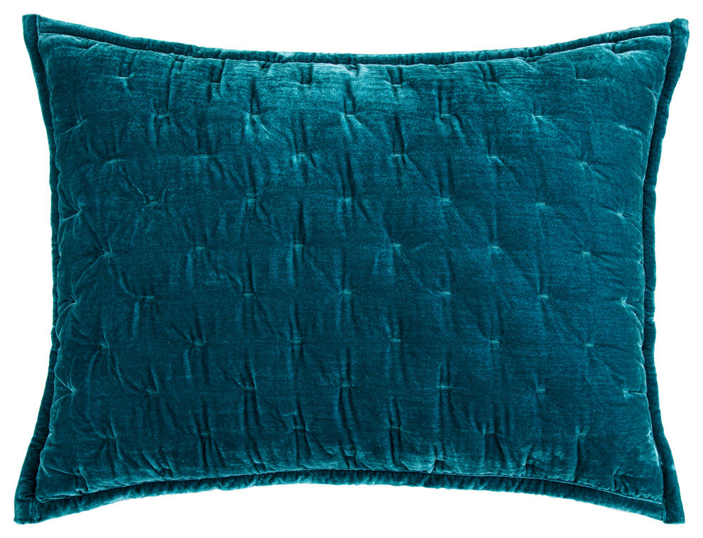 Stella Faux Silk Velvet Pillow Sham, 1PC, Teal, Standard