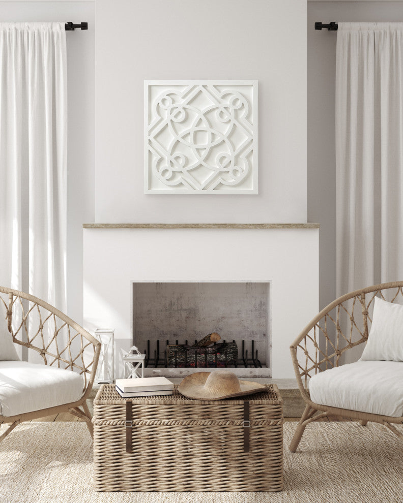 Mercador Wall Art Plaque, White, 24x24