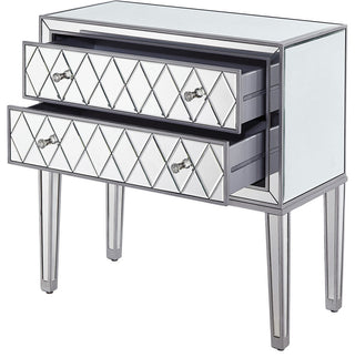 Nightstand 2 Drawers 34" W X 16" D X 34" H, Antique Silver Paint