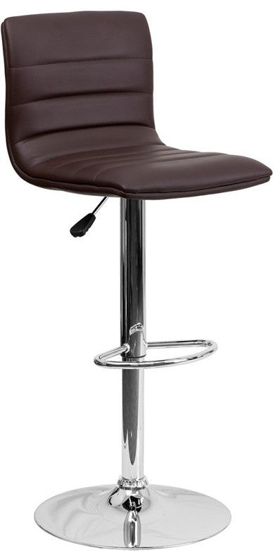 Estella Lois Mid-Back Brown Vinyl Swivel Adjustable Barstool