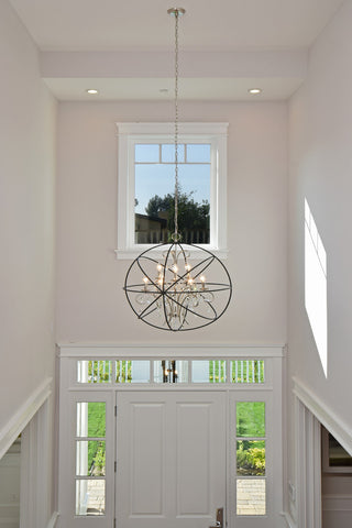 Maxim Lighting Orbit 9-Light Pendant, Anthracite and Polished Nickel - 25145ARPN