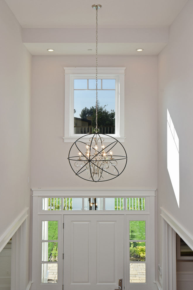 Maxim Lighting Orbit 9-Light Pendant, Anthracite and Polished Nickel - 25145ARPN