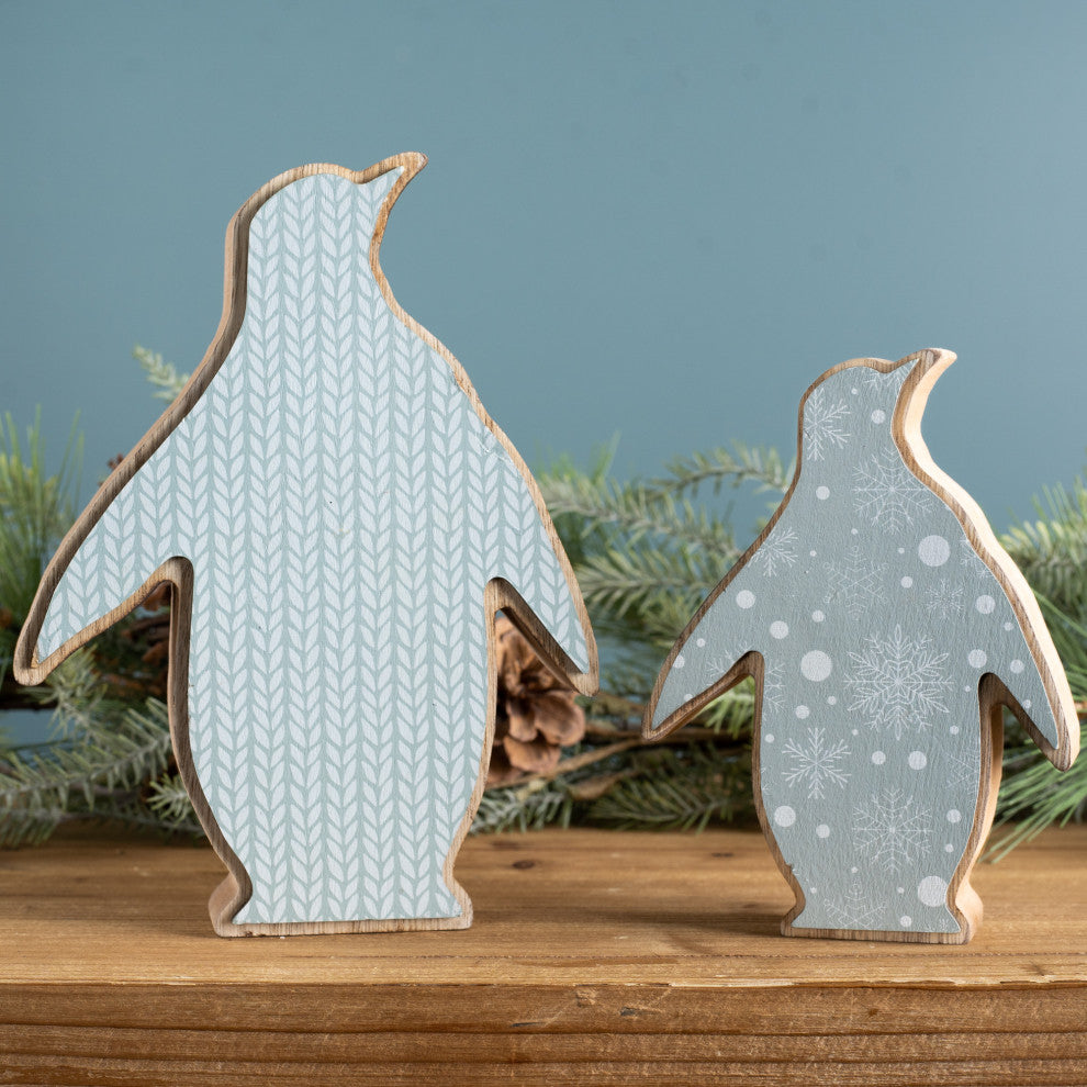 Wood Penguin Decor, Set of 2