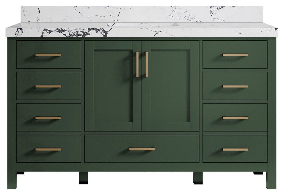 Malibu 60 Single Sink Bathroom Vanity in Lafayette Green 2" Viola Night
