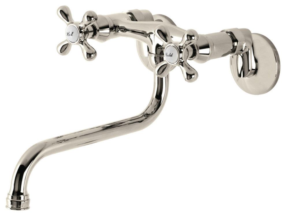 KS215PN Kingston Two Handle Wall Mount Bathroom Faucet, Polished Nickel