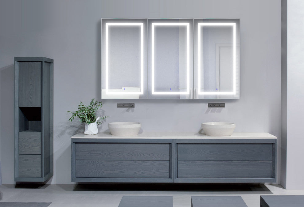 72x42 Recessed Or Surface Mount Medicine Cabinet 12 Shelves, LED, Llr
