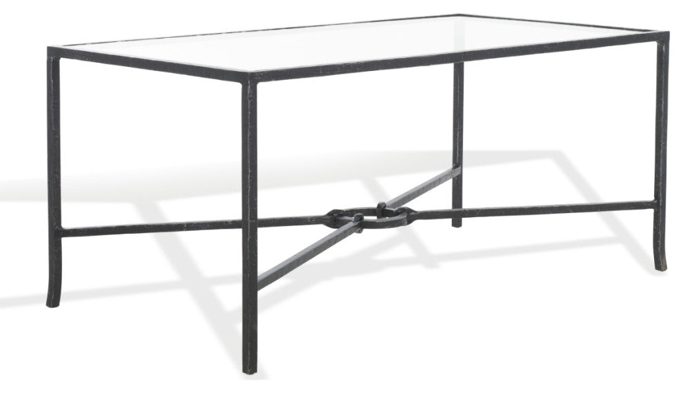 Safavieh Couture Tauri Metal Coffee Table, Black/Clear