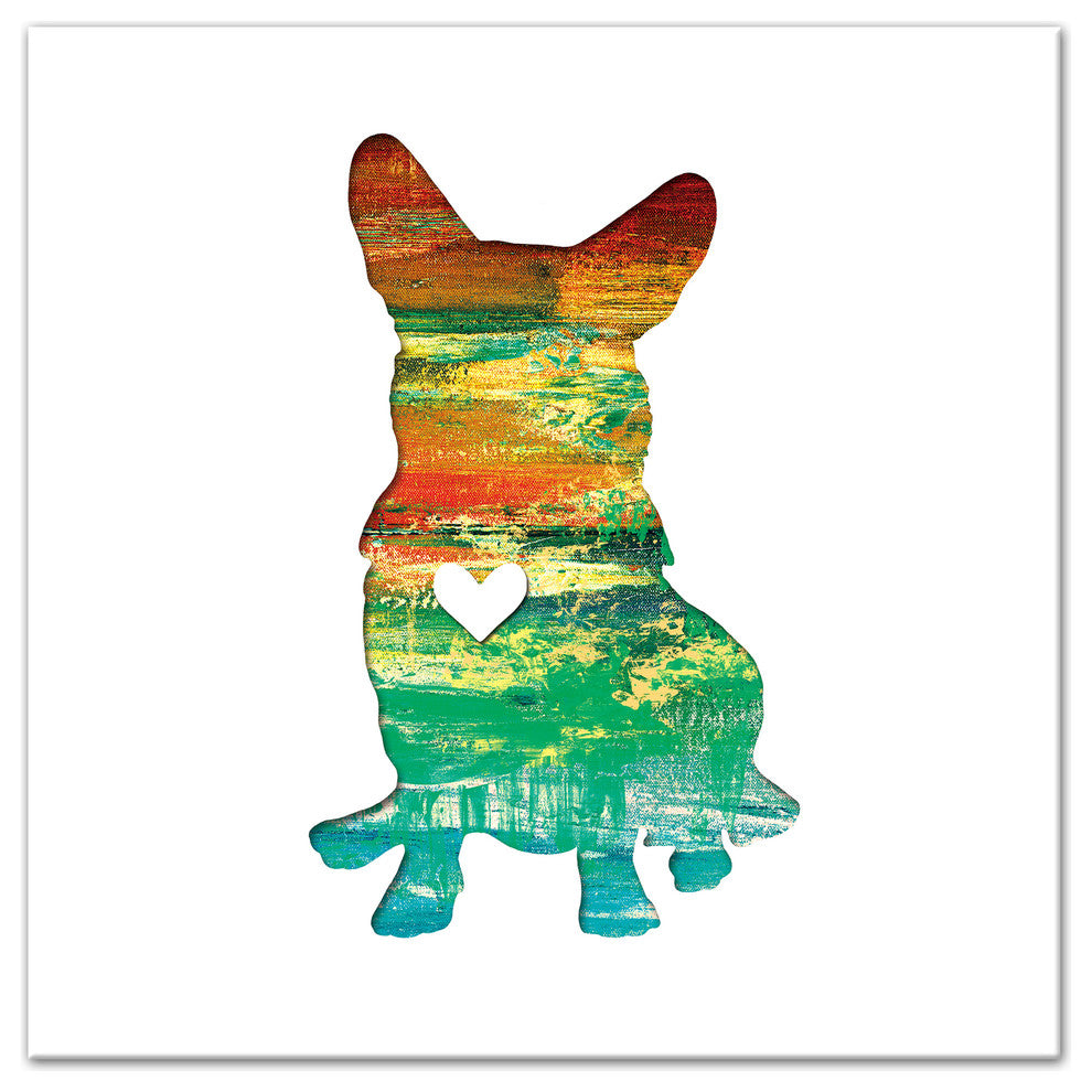 Designs Direct Creative Group Paint Silhouette Corgi 30x30 Canvas Wall Art