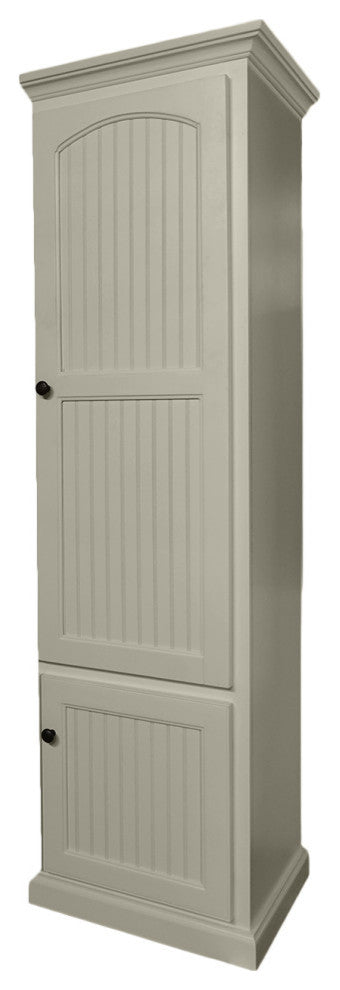 Coastal Kitchen Pantry Cabinet With Arched Doors, Concord Cherry