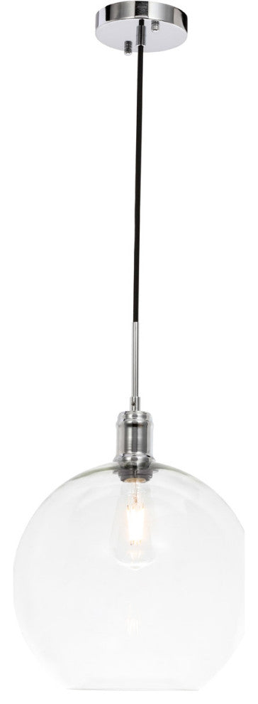 Living District Emett 1-Light Metal Pendant in Chrome and Clear Glass Finish