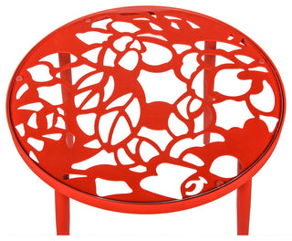 Devon Glass Top Outdoor Aluminum 23" End Table, Red