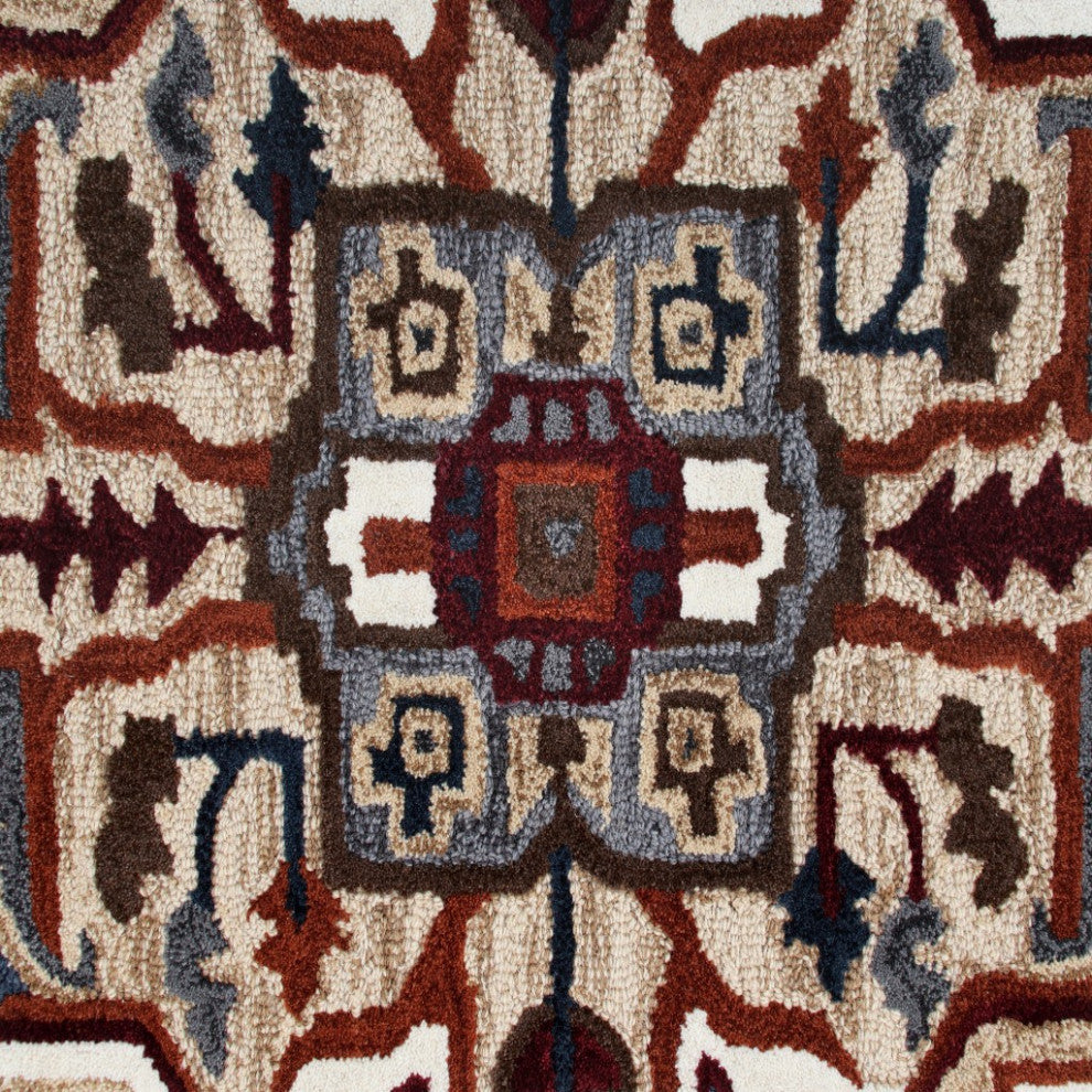 7??Maroon and Gray Medallion Area Rug