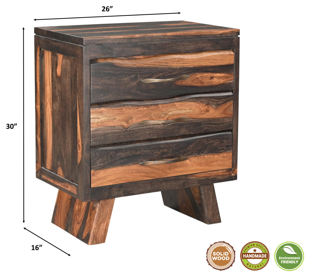 Aubrey 3-drawer Live Edge Wood Nightstand