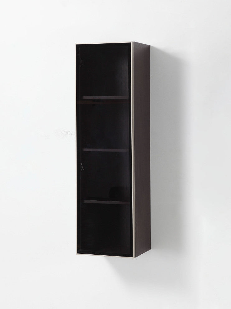 LUCE 13" Wall Mount Modern Bathroom Side Cabinet, Dark Walnut/Dark Gold