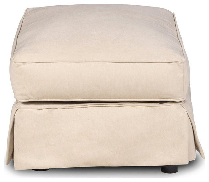 Sunset Trading Horizon T-Cushion Fabric Slipcovered Chair with Ottoman in Tan