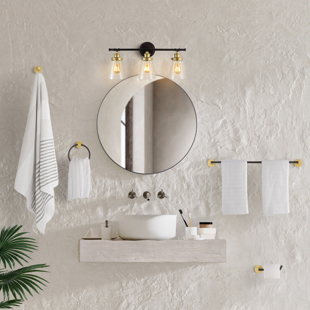 3-Light Traditional Vanity Light, Bathroom Hardware Accessory Set, 5-Piece