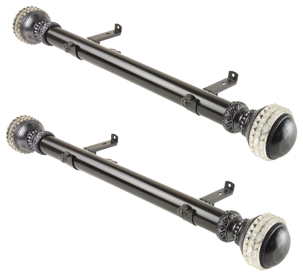 Bernadine 1.5" Side Curtain Rod, Black, 18"
